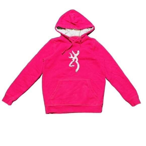 Browning Womens Hoodie Sweatshirt Pink Camo Medium Outdoor Hunting Dear Forest - Picture 4 of 6
